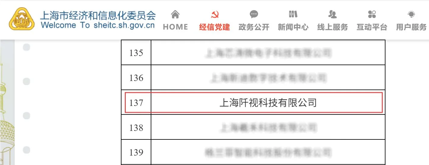 上海市经济和信息化委员会公示名单